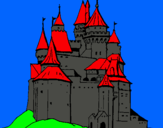 Dibuix Castell medieval pintat per roc