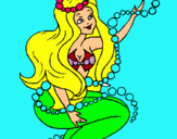 Dibuix Sirena entre bombolles pintat per Naia
