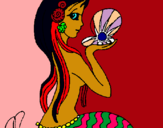 Dibuix Sirena i perla pintat per mama