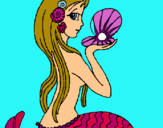 Dibuix Sirena i perla pintat per mi sirena