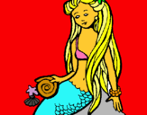 Dibuix Sirena amb cargol pintat per arlet