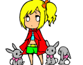 Dibuix Nena amb conills pintat per N.U.R.I.A.ROD