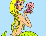 Dibuix Sirena i perla pintat per maria pinart