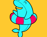 Dibuix Dofí amb flotador pintat per faran crisol