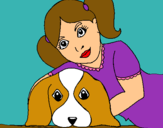 Dibuix Nena abraçant al seu gos  pintat per Jordina