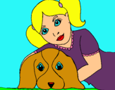 Dibuix Nena abraçant al seu gos  pintat per Claudia