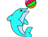 Dibuix Dofí jugant amb una pilota pintat per Mariona Molas Sala
