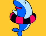Dibuix Dofí amb flotador pintat per luk