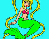 Dibuix Sirena amb perles pintat per maria pinart
