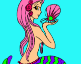 Dibuix Sirena i perla pintat per maria  7 j