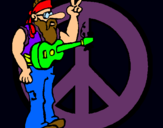Dibuix Músic hippy  pintat per luk