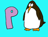 Dibuix Pingüi pintat per claus a