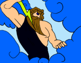 Dibuix Déu Zeus pintat per mar