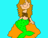 Dibuix Sirena asseguda en una roca  pintat per elia e.m.l.