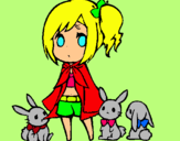 Dibuix Nena amb conills pintat per Marta