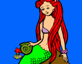 Dibuix Sirena amb cargol pintat per NOA