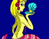 Dibuix Sirena i perla pintat per alon
