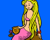 Dibuix Sirena amb cargol pintat per AINA