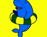 Dibuix Dofí amb flotador pintat per izabela