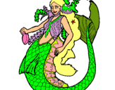 Dibuix Sirena amb llarga cabellera  pintat per lena