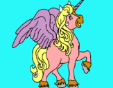 Dibuix Unicorn amb ales pintat per lena