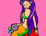 Dibuix Sirena amb cargol pintat per abril