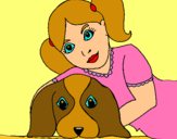 Dibuix Nena abraçant al seu gos  pintat per NÚRIA DALMAU