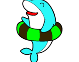 Dibuix Dofí amb flotador pintat per fei