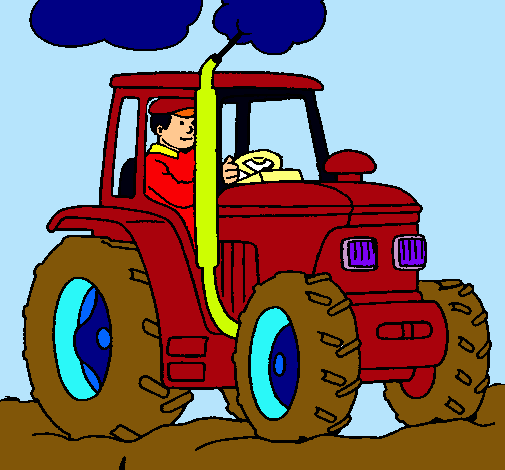Dibuix Tractor en funcionament  pintat per LEANDRO