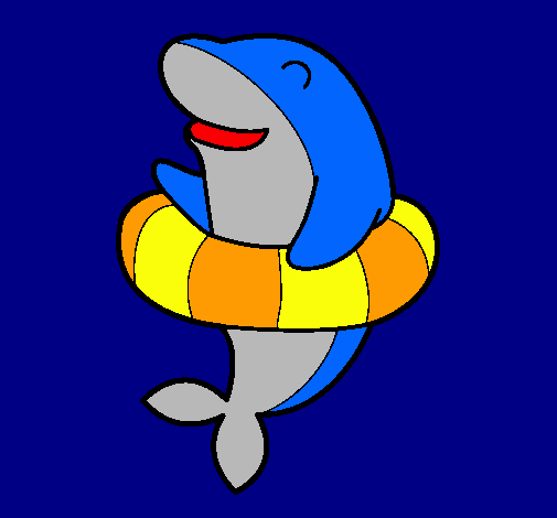 Dibuix Dofí amb flotador pintat per alba fuentes rodriguez