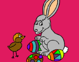 Dibuix Pollet, conillet i ous pintat per gisela