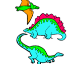 Dibuix Tres classes de dinosauris  pintat per arnau c.