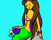 Dibuix Sirena amb cargol pintat per LAIA  F
