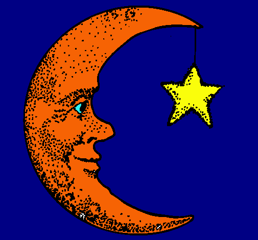 Dibuix Lluna i estrella pintat per laura  badia     baraldes