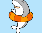 Dibuix Dofí amb flotador pintat per nuria  figueras