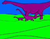 Dibuix Família de Braquiosauris pintat per clara