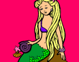Dibuix Sirena amb cargol pintat per LAIA
