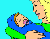 Dibuix Mare amb la seva nadó II pintat per mariona molas sala 
