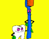 Dibuix Queixal i raspall de dents pintat per claudia.s