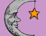 Dibuix Lluna i estrella pintat per edna