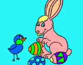 Dibuix Pollet, conillet i ous pintat per jana  alesia