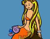 Dibuix Sirena amb cargol pintat per maria clara
