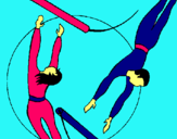 Dibuix Trapezista saltant pintat per ARNAU CABALLERO