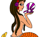 Dibuix Sirena i perla pintat per maria clara