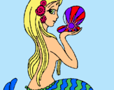 Dibuix Sirena i perla pintat per taw