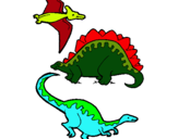 Dibuix Tres classes de dinosauris  pintat per Arnauc.