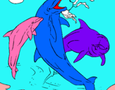 Dibuix Dofins jugant pintat per antonella reich