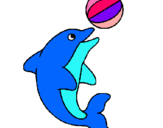 Dibuix Dofí jugant amb una pilota pintat per nuria