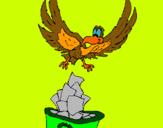 Dibuix Àguila reciclant pintat per hannah montanah