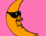 Dibuix Lluna amb ulleres de sol pintat per nuria